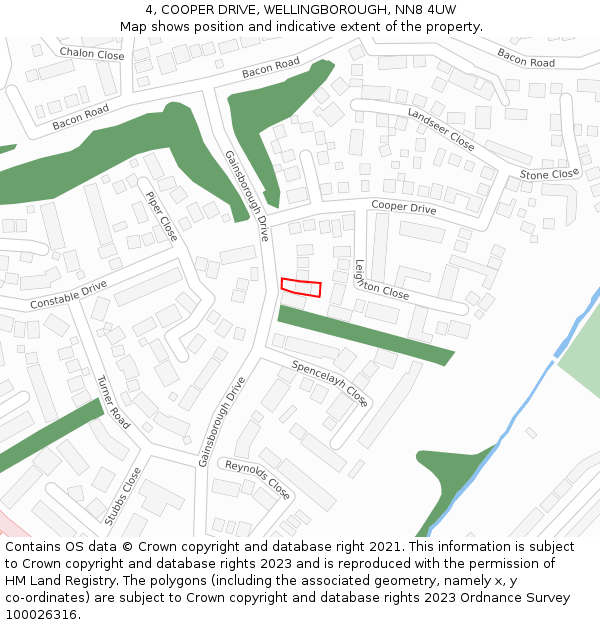 4, COOPER DRIVE, WELLINGBOROUGH, NN8 4UW: Location map and indicative extent of plot