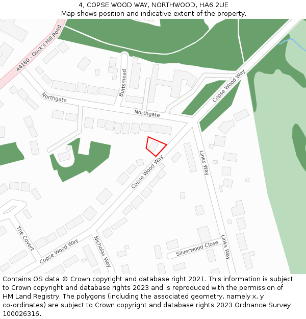 4, COPSE WOOD WAY, NORTHWOOD, HA6 2UE: Location map and indicative extent of plot