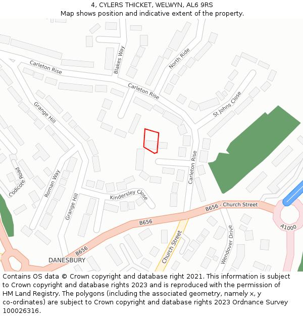 4, CYLERS THICKET, WELWYN, AL6 9RS: Location map and indicative extent of plot