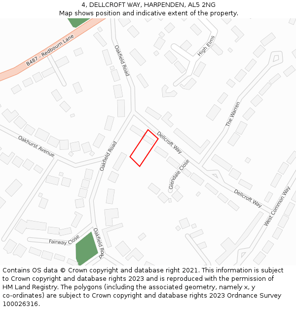 4, DELLCROFT WAY, HARPENDEN, AL5 2NG: Location map and indicative extent of plot