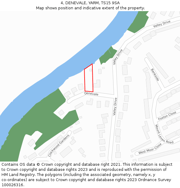 4, DENEVALE, YARM, TS15 9SA: Location map and indicative extent of plot