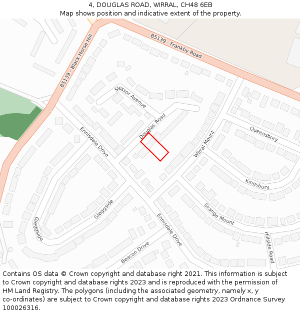 4, DOUGLAS ROAD, WIRRAL, CH48 6EB: Location map and indicative extent of plot