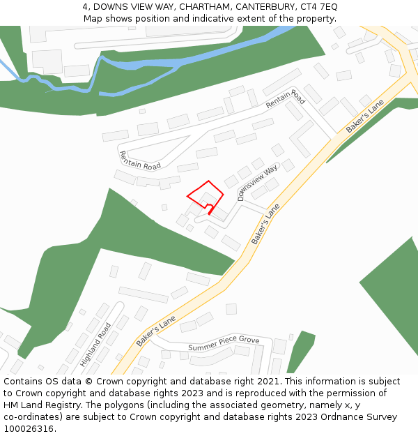 4, DOWNS VIEW WAY, CHARTHAM, CANTERBURY, CT4 7EQ: Location map and indicative extent of plot