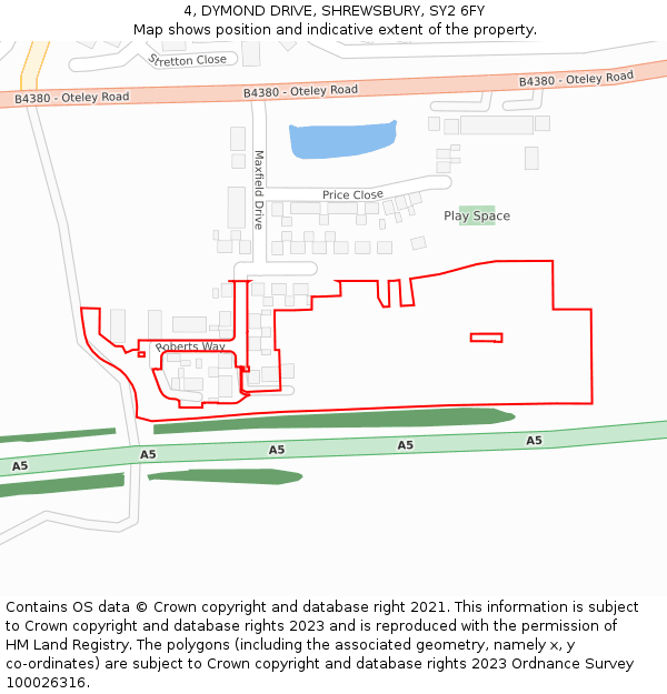 4, DYMOND DRIVE, SHREWSBURY, SY2 6FY: Location map and indicative extent of plot