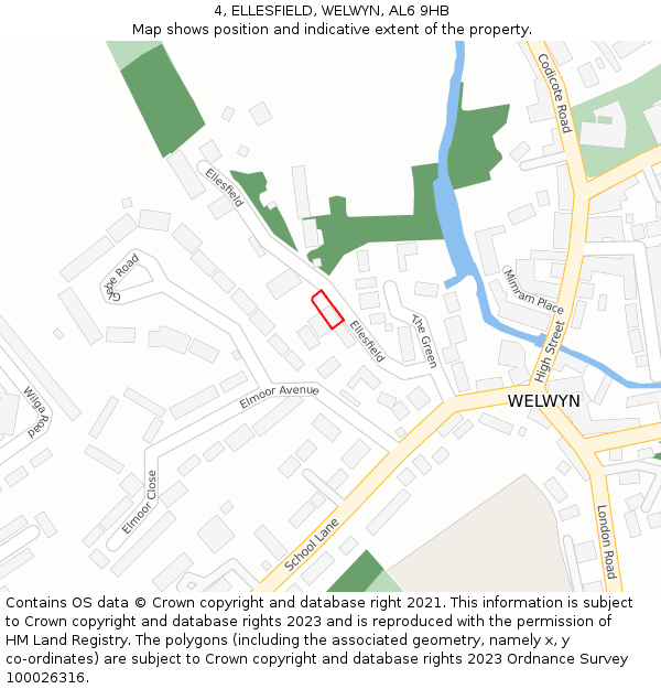 4, ELLESFIELD, WELWYN, AL6 9HB: Location map and indicative extent of plot