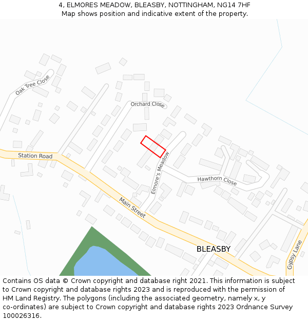 4, ELMORES MEADOW, BLEASBY, NOTTINGHAM, NG14 7HF: Location map and indicative extent of plot