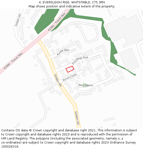 4, EVERSLEIGH RISE, WHITSTABLE, CT5 3RN: Location map and indicative extent of plot