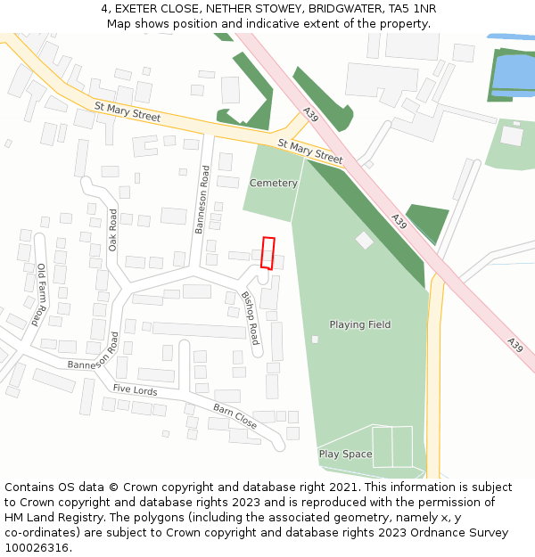 4, EXETER CLOSE, NETHER STOWEY, BRIDGWATER, TA5 1NR: Location map and indicative extent of plot