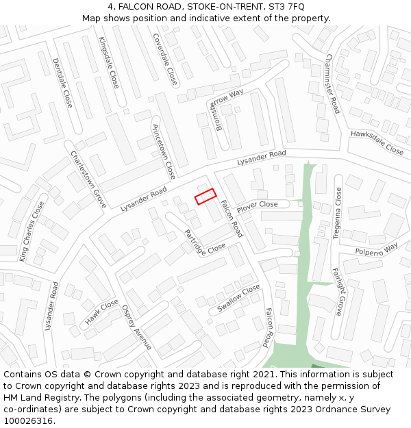 4, FALCON ROAD, STOKE-ON-TRENT, ST3 7FQ: Location map and indicative extent of plot