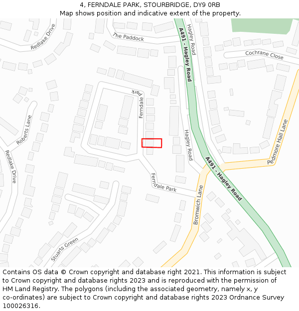 4, FERNDALE PARK, STOURBRIDGE, DY9 0RB: Location map and indicative extent of plot