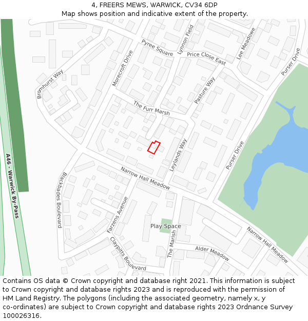 4, FREERS MEWS, WARWICK, CV34 6DP: Location map and indicative extent of plot