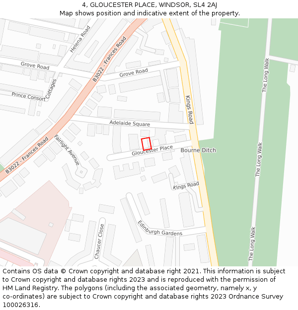 4, GLOUCESTER PLACE, WINDSOR, SL4 2AJ: Location map and indicative extent of plot