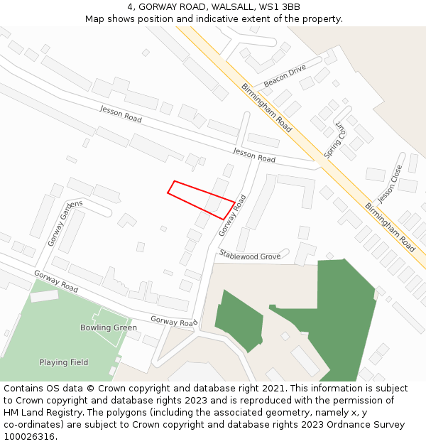 4, GORWAY ROAD, WALSALL, WS1 3BB: Location map and indicative extent of plot