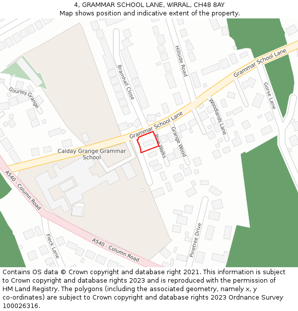 4, GRAMMAR SCHOOL LANE, WIRRAL, CH48 8AY: Location map and indicative extent of plot