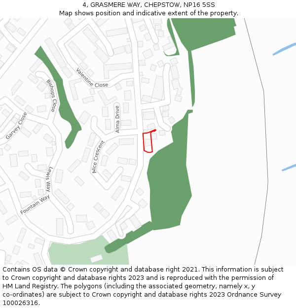 4, GRASMERE WAY, CHEPSTOW, NP16 5SS: Location map and indicative extent of plot