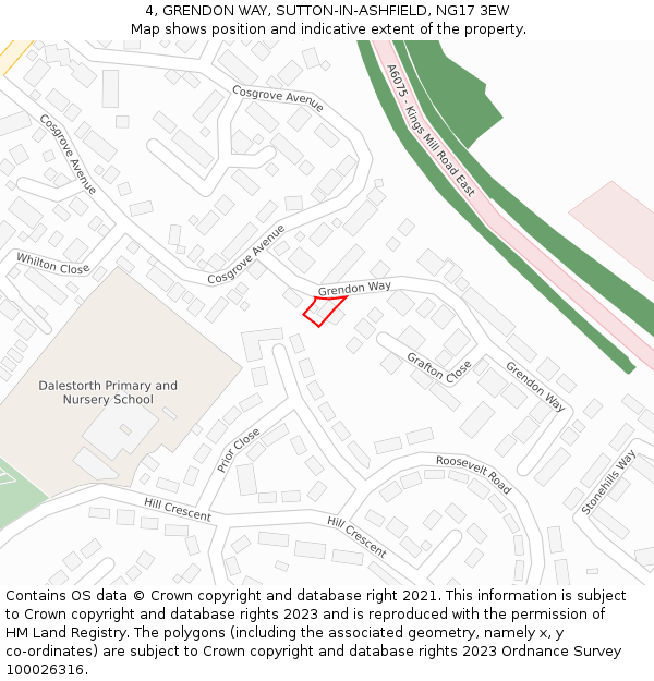 4, GRENDON WAY, SUTTON-IN-ASHFIELD, NG17 3EW: Location map and indicative extent of plot