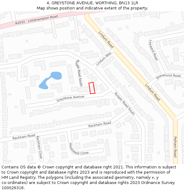 4, GREYSTONE AVENUE, WORTHING, BN13 1LR: Location map and indicative extent of plot