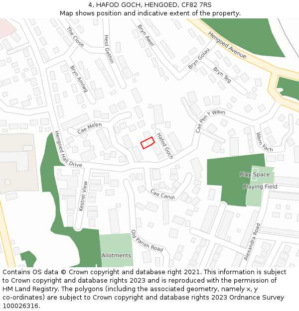 4, HAFOD GOCH, HENGOED, CF82 7RS: Location map and indicative extent of plot