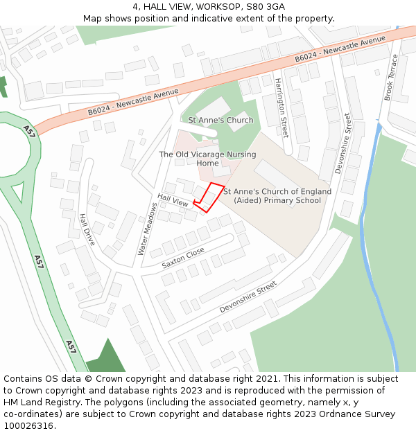 4, HALL VIEW, WORKSOP, S80 3GA: Location map and indicative extent of plot