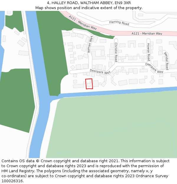 4, HALLEY ROAD, WALTHAM ABBEY, EN9 3XR: Location map and indicative extent of plot