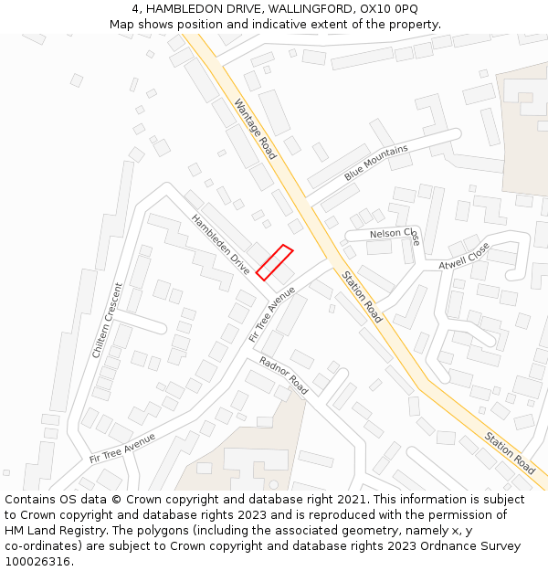 4, HAMBLEDON DRIVE, WALLINGFORD, OX10 0PQ: Location map and indicative extent of plot