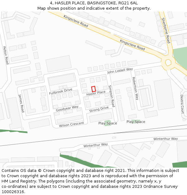 4, HASLER PLACE, BASINGSTOKE, RG21 6AL: Location map and indicative extent of plot