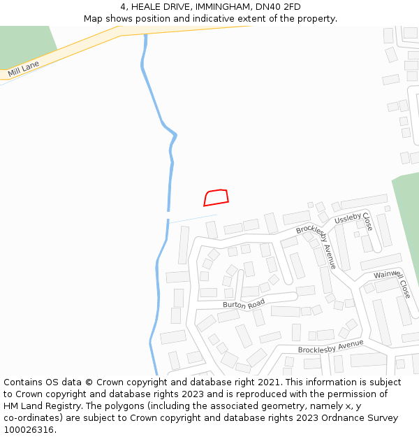 4, HEALE DRIVE, IMMINGHAM, DN40 2FD: Location map and indicative extent of plot