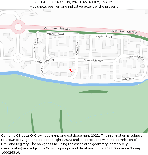 4, HEATHER GARDENS, WALTHAM ABBEY, EN9 3YF: Location map and indicative extent of plot