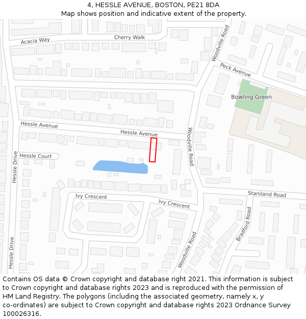 4, HESSLE AVENUE, BOSTON, PE21 8DA: Location map and indicative extent of plot