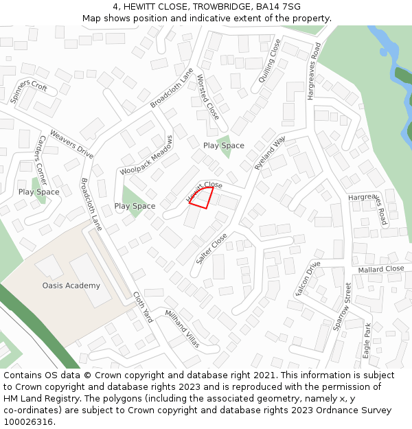 4, HEWITT CLOSE, TROWBRIDGE, BA14 7SG: Location map and indicative extent of plot