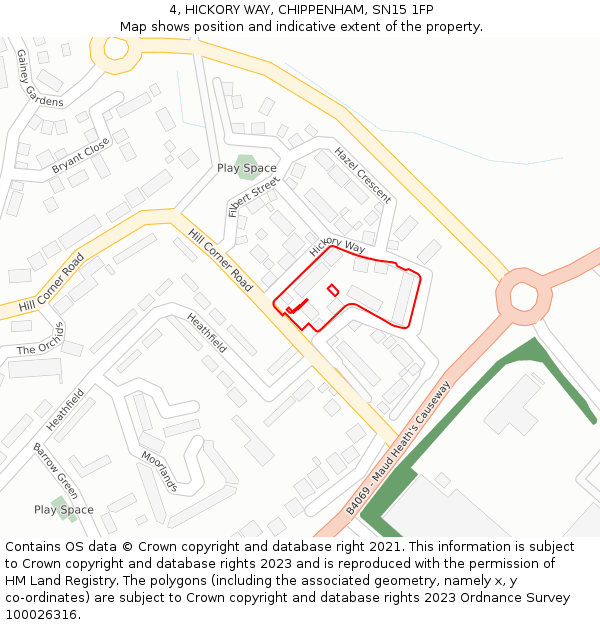 4, HICKORY WAY, CHIPPENHAM, SN15 1FP: Location map and indicative extent of plot