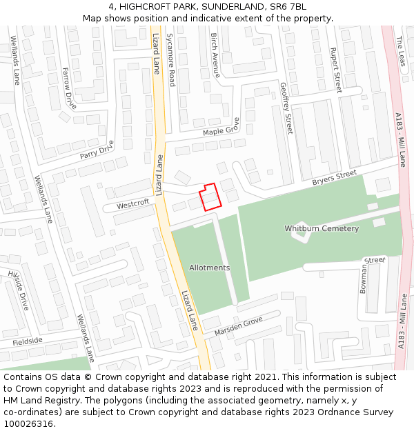 4, HIGHCROFT PARK, SUNDERLAND, SR6 7BL: Location map and indicative extent of plot