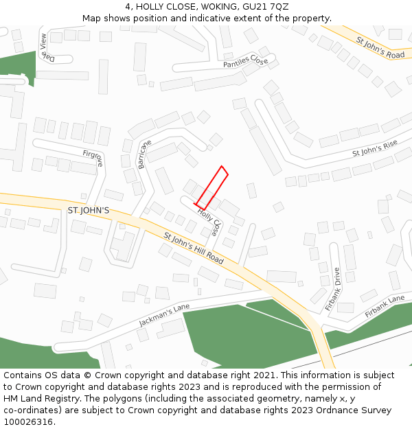 4, HOLLY CLOSE, WOKING, GU21 7QZ: Location map and indicative extent of plot