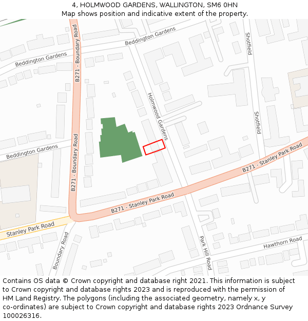 4, HOLMWOOD GARDENS, WALLINGTON, SM6 0HN: Location map and indicative extent of plot