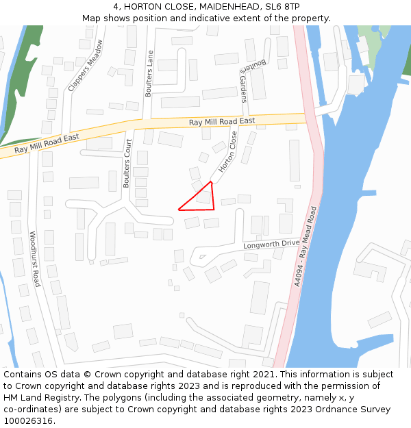 4, HORTON CLOSE, MAIDENHEAD, SL6 8TP: Location map and indicative extent of plot