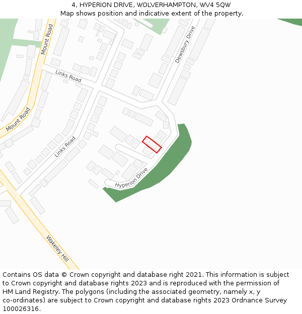 4, HYPERION DRIVE, WOLVERHAMPTON, WV4 5QW: Location map and indicative extent of plot