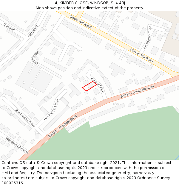 4, KIMBER CLOSE, WINDSOR, SL4 4BJ: Location map and indicative extent of plot