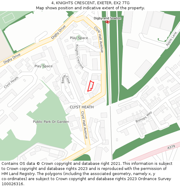 4, KNIGHTS CRESCENT, EXETER, EX2 7TG: Location map and indicative extent of plot