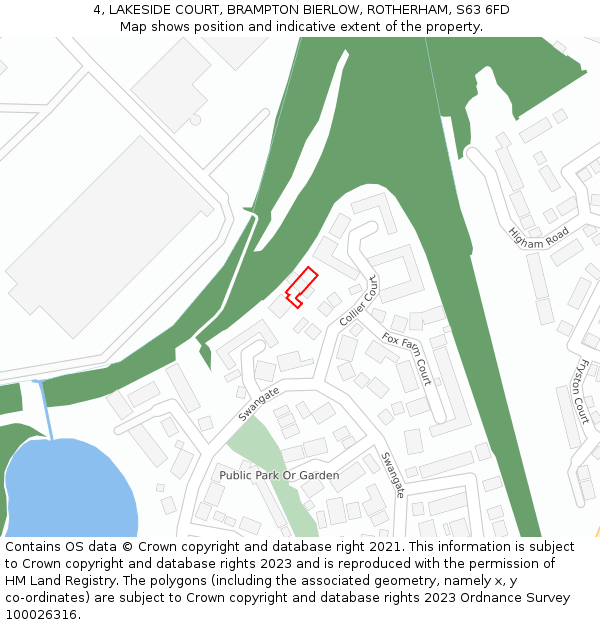 4, LAKESIDE COURT, BRAMPTON BIERLOW, ROTHERHAM, S63 6FD: Location map and indicative extent of plot