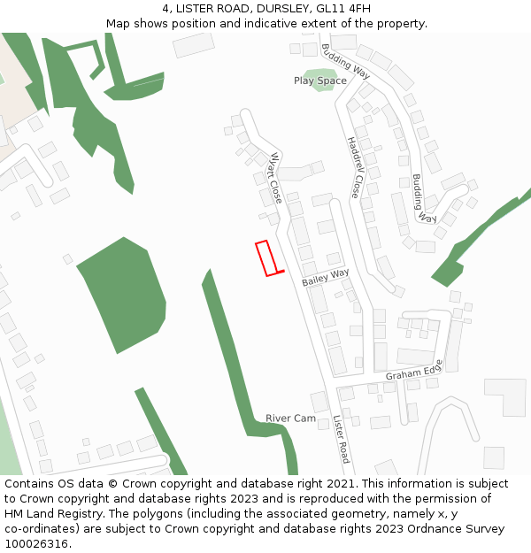 4, LISTER ROAD, DURSLEY, GL11 4FH: Location map and indicative extent of plot