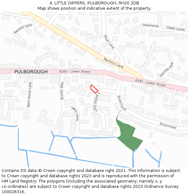 4, LITTLE DIPPERS, PULBOROUGH, RH20 2DB: Location map and indicative extent of plot