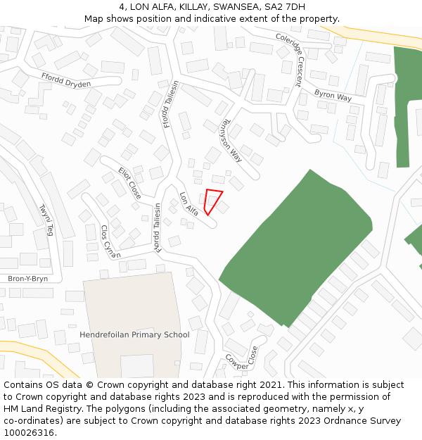 4, LON ALFA, KILLAY, SWANSEA, SA2 7DH: Location map and indicative extent of plot