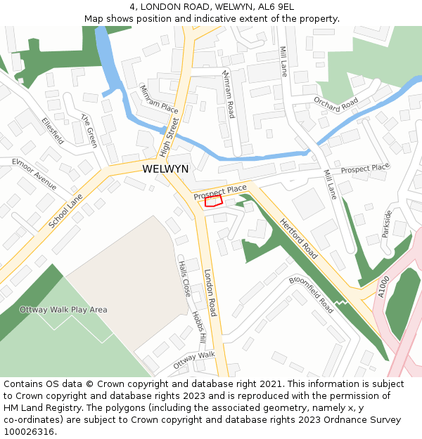 4, LONDON ROAD, WELWYN, AL6 9EL: Location map and indicative extent of plot