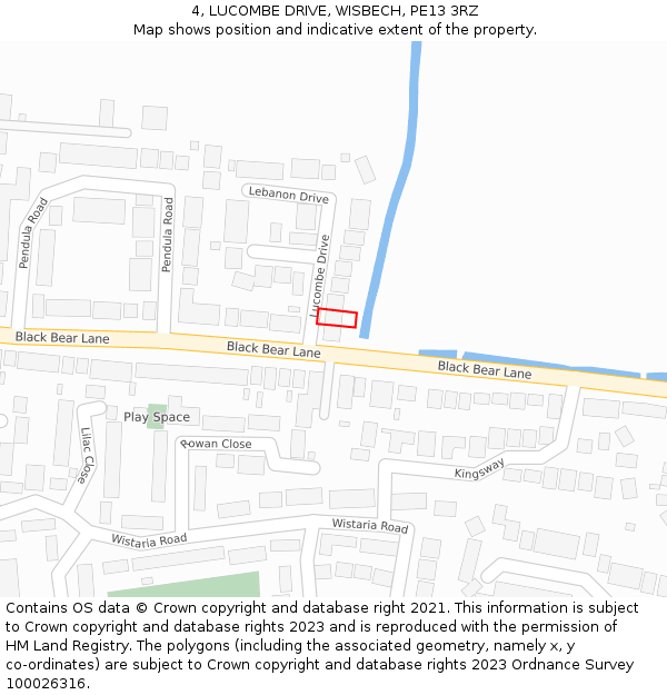 4, LUCOMBE DRIVE, WISBECH, PE13 3RZ: Location map and indicative extent of plot