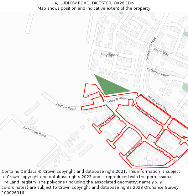 4, LUDLOW ROAD, BICESTER, OX26 1DN: Location map and indicative extent of plot