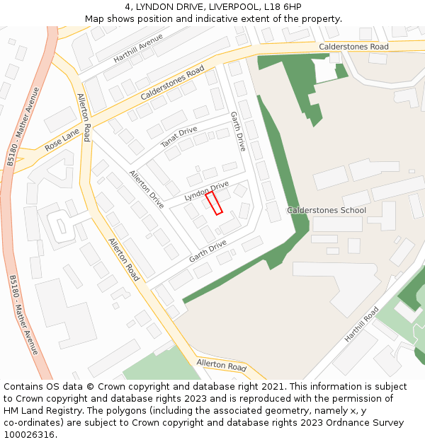 4, LYNDON DRIVE, LIVERPOOL, L18 6HP: Location map and indicative extent of plot