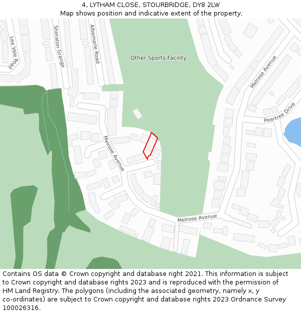 4, LYTHAM CLOSE, STOURBRIDGE, DY8 2LW: Location map and indicative extent of plot
