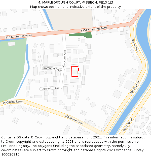 4, MARLBOROUGH COURT, WISBECH, PE13 1LT: Location map and indicative extent of plot