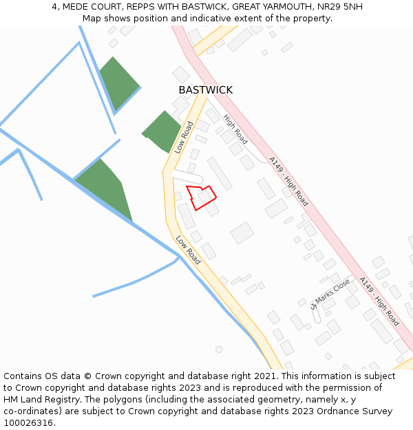 4, MEDE COURT, REPPS WITH BASTWICK, GREAT YARMOUTH, NR29 5NH: Location map and indicative extent of plot