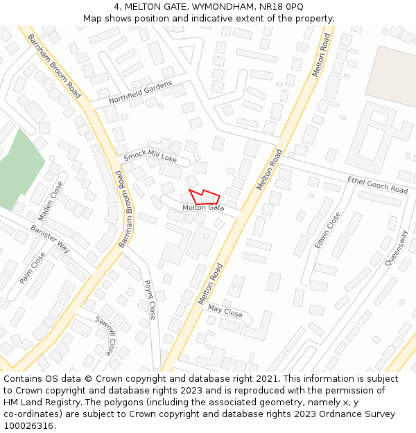 4, MELTON GATE, WYMONDHAM, NR18 0PQ: Location map and indicative extent of plot